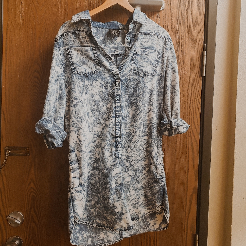 Hippie Acid Wash Denim Tunic